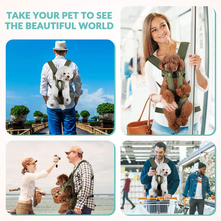 Pet Front Carrier Backpacks Adjustable Hands-Free Dog Backpack for Small Medium Dogs Breathable Cats Outdoor Travel Carrier Bags