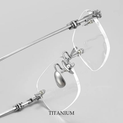 Designer Pure Titanium Fashion Square Frames Frameless Optical Blue Light Prescription Glasses Myopia Hyperopia For Men Women