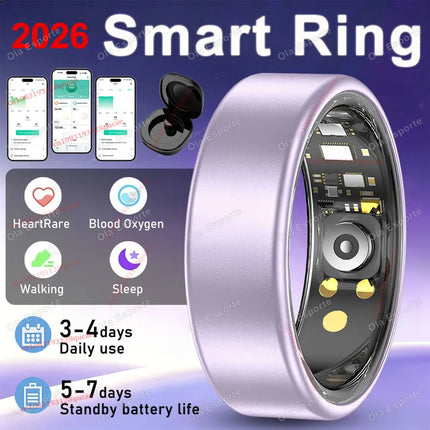 2026 New Smart Ring Heart Rate Blood Pressure Sleep Monitoring Motion Tracking IP68 Waterproof Men Women Smart Ring Holiday Gift