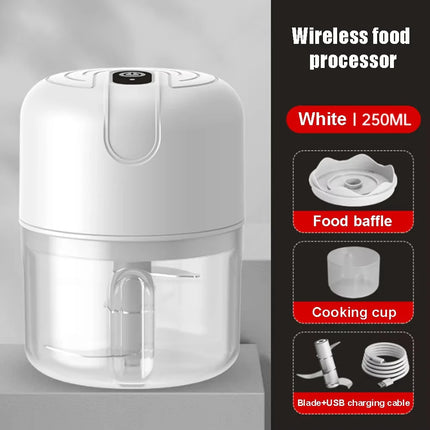 Electric Garlic Puree Grinder, Rechargeable 260ml Onion, Ginger, Chili, Vegetable Grinder, and Complementary Food Machine
