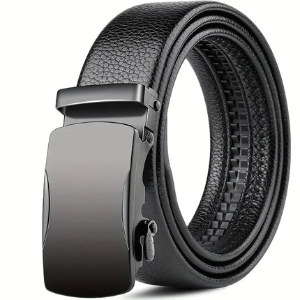 High-quality Men's Automatic Buckle PU Belt New Simple Men's Business Casual Belt Fashionable Men's Birthday Gifts