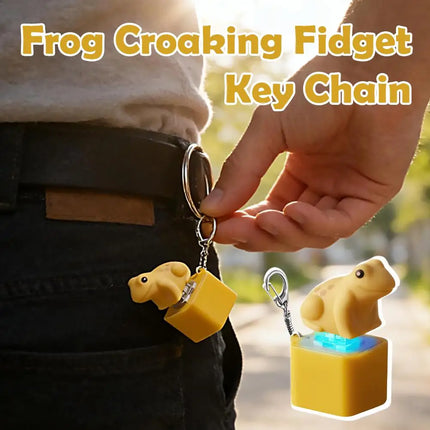 Hot Sale Voice-Activated Frog Keychain LED Light Up Stress Relief Fidget Toy  Press-to-Trigger Realistic Frog Calls Portable Key