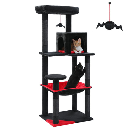 Cat Tree for Indoor Cats 5-Level Cat Tower for Large Cats with Large Hammock Sisal Covered Scratching Posts Cozy Condo Top Perch