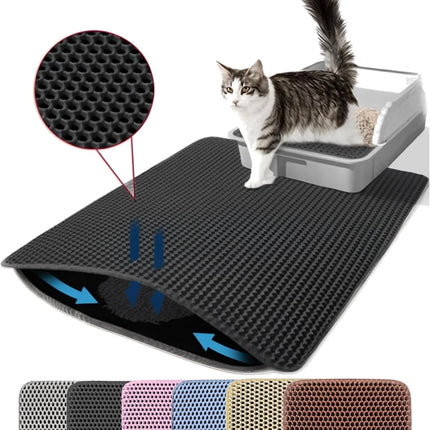 Cat Litter Mat Double Layer Pet Non Slip Big Pet Litter Box Filter MatWear Resistant Waterproof Anti-slip Cat Litter Mat