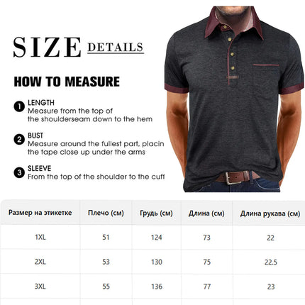 Plus Size Men's Polo Shirt 2026 Summer Fashion Vacation Casual Collared Solid Color Henley T-Shirt Pullover Top