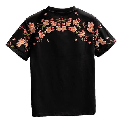 Men's Trend Embroidery Plus Size Pullovers Top Short Sleeve All-match Fashion T Shirts Korean High Street Men Clothing Summer