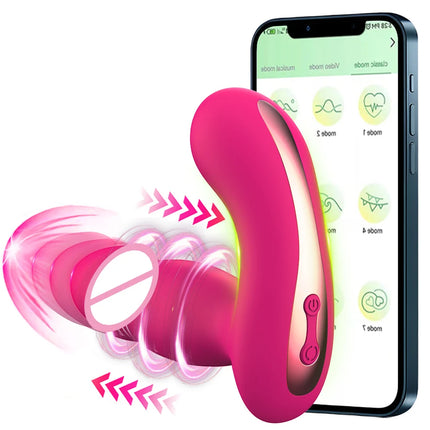 APP Bluetooth Wearable Sucking Thrusting Vibrator G-spot Clitoris Stimulator Vagina Massage Adult Sex Toysfor Couples Men Women