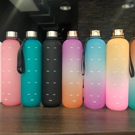 1L Water Bottles for Girls Kids Leakproof Gym Fitness Sports Bottle for Outdoor Travel, Camping Frosted Plastic Drinking Bottle