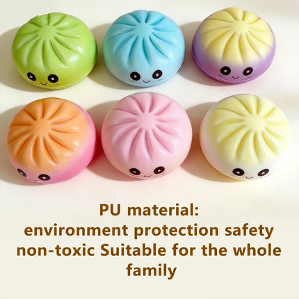 Dumpling Pressure Dumpling Squishies Cute Colorful Bun Toy Slow Rising Stress Relief Fidget Toy for Kids Adults Anti-Anxiety Gif