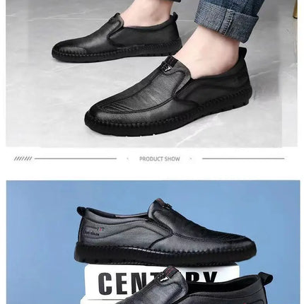 Mens Leather Loafers Non Slip Walking Flats Breathable Outdoor Slip on Casual Shoes for Male Work Office Driving Sneakers2