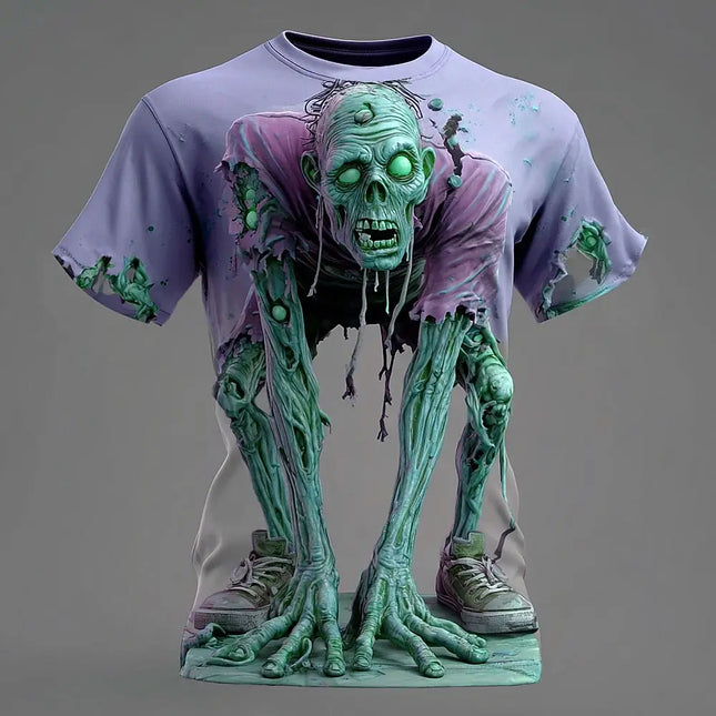 Halloween Optical Illusion Zombie Horror 3D Print Men T-shirt Summer Daily Outdoor Sports Fitness Quick Dry Breathable Clothing
