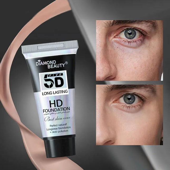 5D Liquid Foundation Make-up Men's Suede Perfect Concealer Nourishing&Moisturizing Full Cover High Capacity Natural Naked Makeup
