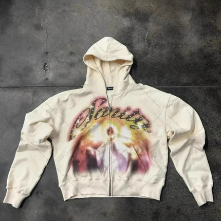 Letter print, hot stamping, hip-hop, personalized street style, men's and women's loose hoodie, zipper sweatshirt, autumn