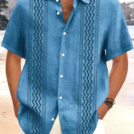 The 2025 summer new men's short-sleeved shirt is a casual and fashionable 3D printed streetwear