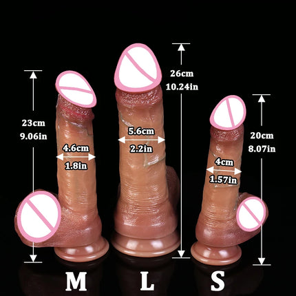 Realistic Soft Sliding Foreskin Dildo Vaginal Masturbation Double Penis Suction Cup Cock Woman Anal Sex Toy Fake Male Genitals