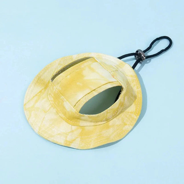 Summer Pet Cat Sun Hat with Ear Holes - Cute Kitten Fisherman Cap for UV Protection, Breathable Outdoor Sunshade Cap for Cats