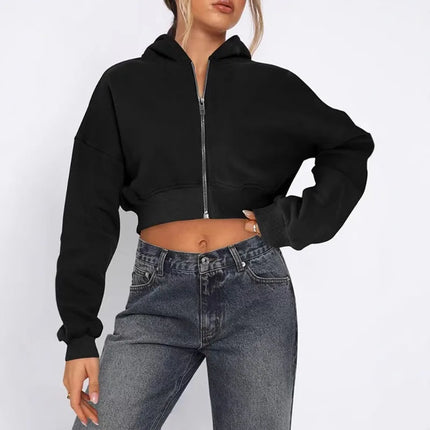 Women's Zip Hoodie Long Sleeve Unisex Fit Fleece Oversized Pullover Fall Winter Streetwear Couple Style Casual Fashion Top