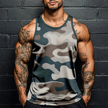 Summer Daily Exercise Men's Tank Top Camouflage Outdoor Sports Running Fitness Men's Sleeveless Tshirt Street Men's Tank Top 6xl