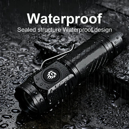 White Laser Flashlight Keychain High Power Rechargeable LED Flashlight Torch Tactical Portable Outdoor Camping Hiking Work Light