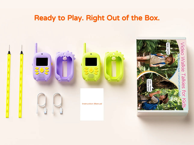 2PCS Video Kids Walkie Talkie Toy with Display 2.0'' Screen Dual Camera Two Way Receiver Electronic Interphone for Children Gift