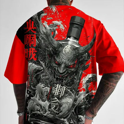 Men's and Women's Summer Fashion 3D Print Japanese Anime Printing T-shirt Casual Polyester Round Neck Casual Short Sleeve Tees
