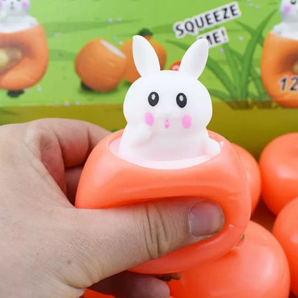 Squishy Carrot Rabbit Squeeze Telescopic Toys Kids Children's Radish Rabbit Cup Pinch Music Toy Creative Stress Relief Gift