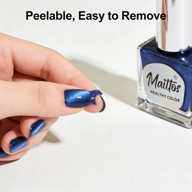 WA540 Denim 12ml No-bake Cat's Eye Water-based Nail Polish, Oderless, With magnet, It dries quickly No need UV lamp, easy tear