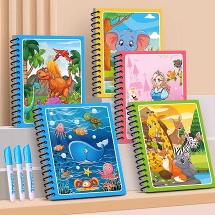 1/3/5pcs Cartoon Magic Water Book with Pen Drawing Coloring Books Kids Baby Montessori Toys Children Learning Education Toy TMZ