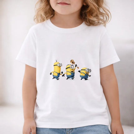 Minions Music Adventure Character Trio Kid Cotton T Shirt Energetic Performance Style Comfortable Casual Wear for Boys and Girls