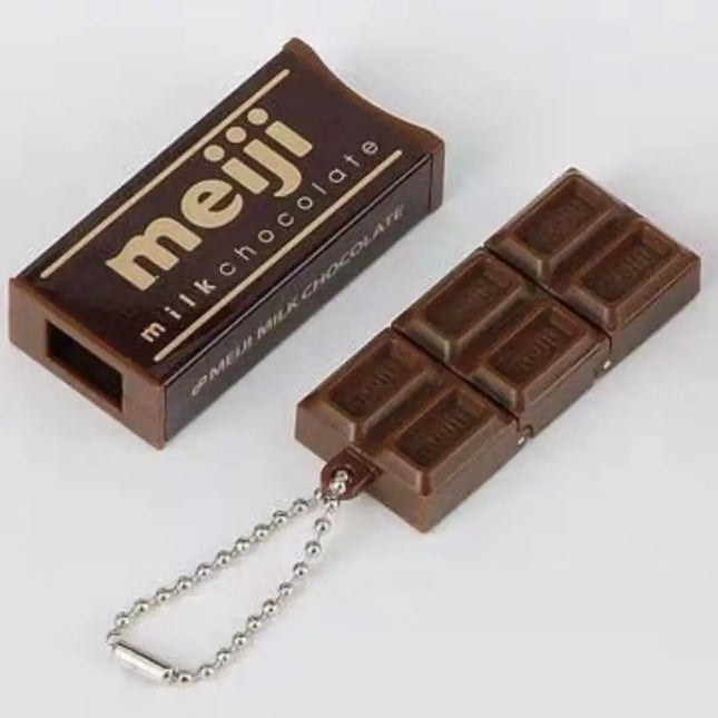 New In Stock Hot Japanese Style Simulated Meiji Chocolate Fidget Toy Bendable Snap Stress Relief Keychain Pendant Creative Gift
