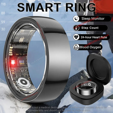 2026 New Smart Ring Heart Rate Blood Pressure Sleep Monitoring Motion Tracking IP68 Waterproof Men Women Smart Ring Holiday Gift