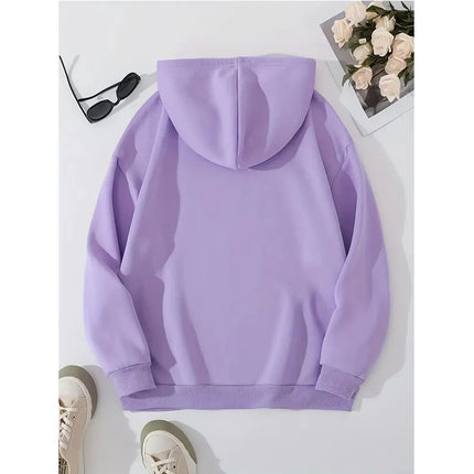 90s Graphic Dark Purple Butterfly Pattern Printed Hoodies Women's Vintage Y2k Sweatshirts Casual Hooded Clothes Kawaii Pullovers