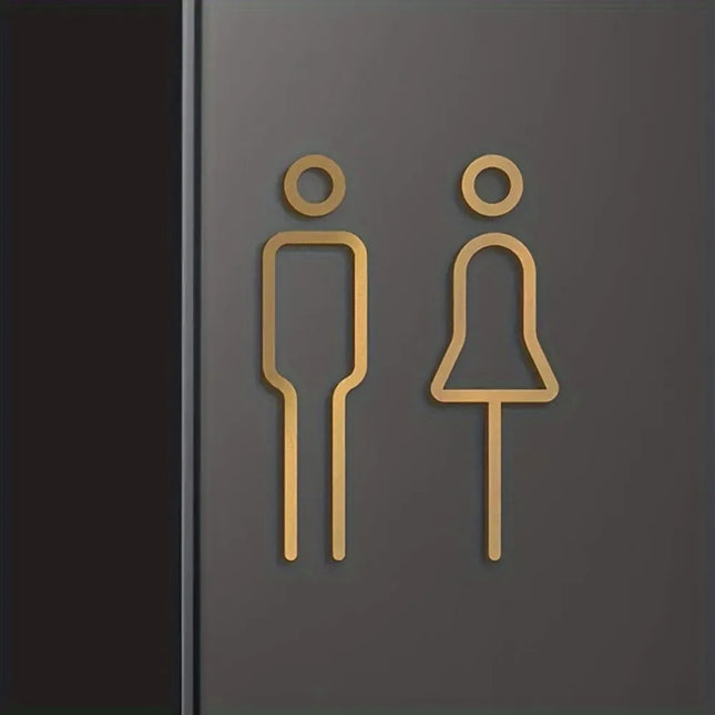Fashion Black Gold Color Toilet Sign Plate Brass Wash Room Door Wall Label Sticker WC Holder Signage Board