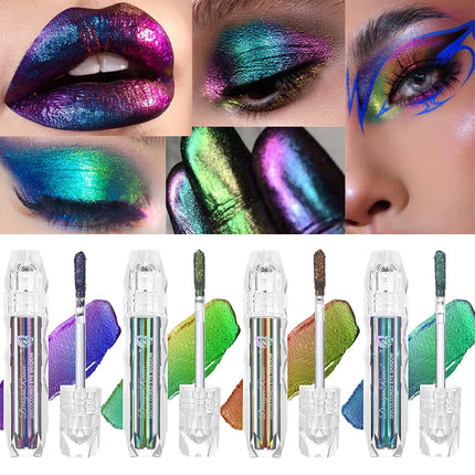Chameleon Metal Lip Gloss Liquid Lipstick Brightening Long-Lasting Lip Gloss Multi-Color Long-Lasting Moisturizing Non-Stick Cup