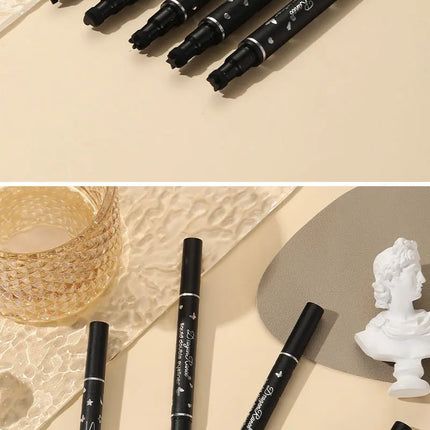Dragon Ranee 5PCS Waterproof Eyeliner Stamp Pen Set Black Liquid Star Quick Dry Double Headed Eye Liner Makeup Cosmetics