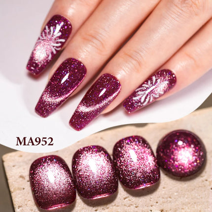 7ml Cat Reflective Magnetic Gel Nail Polish Purple Red Glitter Semi Permanent UV Gel Varnish Soak Off Nail Supplies Manicure DIY