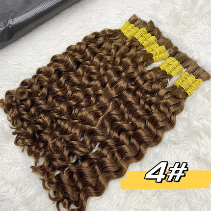 Deep Wave Hair Bulk For Boho Braids 100% Human Hair Extensions No Weft Pure Color Curly 12A Vietnamese Hair 30 inch Bundle