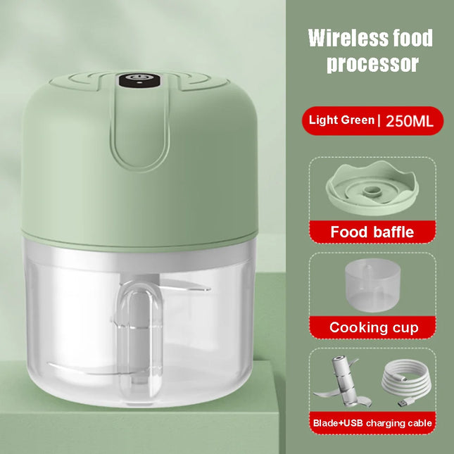1 electric garlic puree machine, mini meat grinder, 250ML ginger chili chopper, onion grinder, kitchen food mixer