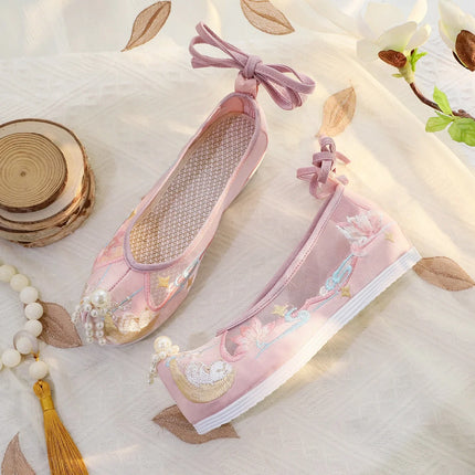 Chasing Moon Hot Sale Of The Season New Style Ming Dynasty Hanfu Shoes National Style Upturned Head Cotton Shoes Ancient Wedding