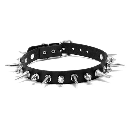 Woman Black Punk Choker Collar Necklace Sexy PU Leather Heart Lock Key Spike Chocker Gothic Cosplay Accessories Party Jewelry
