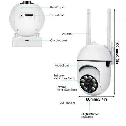 8MP WiFi Security Camera 2.4G Home Surveillance with PTZ IR Night Vision Motion Detection Child Monitoring 2 Antennas
