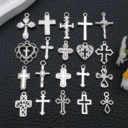 20/100 Styles Antique Silver Crosses - Perfect for Handmade Jewelry like Necklaces, Bracelets & Earrings"