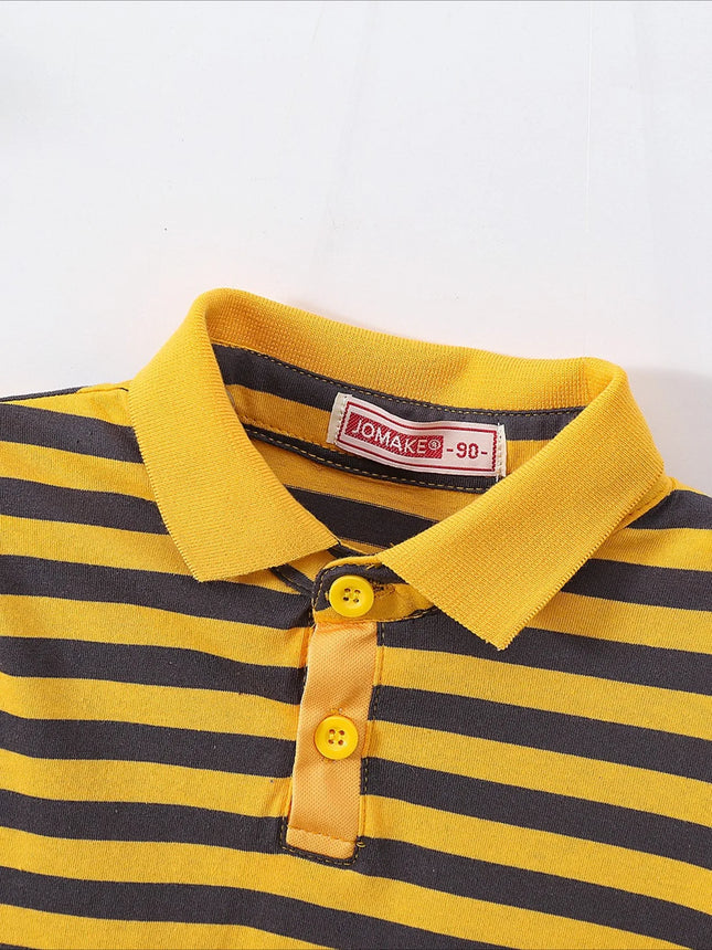 4-Piece Set Boys & Girls Striped Short Sleeve T-Shirt Tops Children's Fashion Stylish Collar Polo Shirt