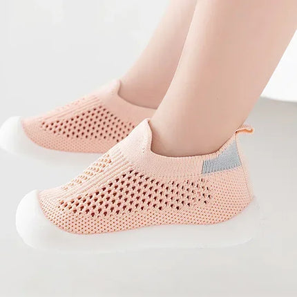 Spring Summer Toddler Shoes Breathable Knitted Kids Sneakers Boys Slip-on Tennis Shoes Girls Soft Non-slip School Casual Shoes