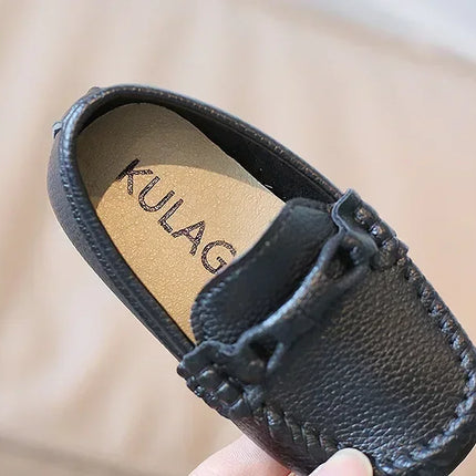 Boys Leather Shoes Black White for School Party Wedding Kids Formal Flats Loafers Slip-on Soft Loafers Children Moccasins 21-30