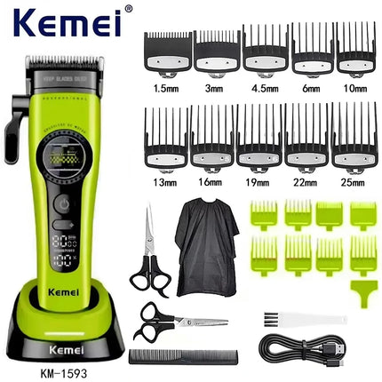 Kemei KM1593/1595 Is Equipped with An External Brushless Hair Clipper for Men's Professional Hair Clippers That Are Rechargeable