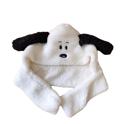 Snoopy Kawaii Plush Hat Women Girls Winter Autumn Headgear Peripheral Cute Creative Plush Scarf Fashion Wool Ear Hat Scarf Gift