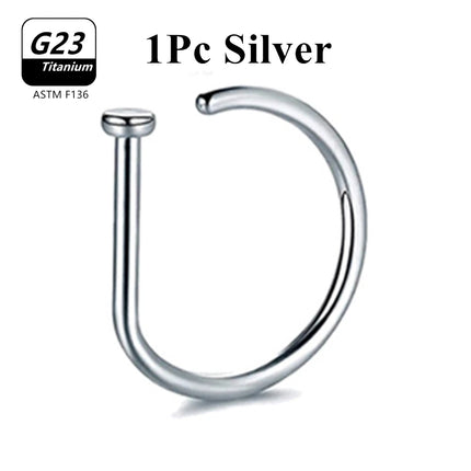 1Pcs 10Pcs G23 ASTM F136 Titanium D Shape Nose Piercing Ear Septum Earrings Studs Helix Stud Hoop Body Jewelry Wholesale