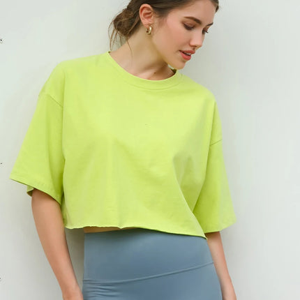 Y2K Outdoor Dance Sports Short sleeved Yoga Dress Women's Leisure Versatile Fitness Top Loose Sports T-shirt