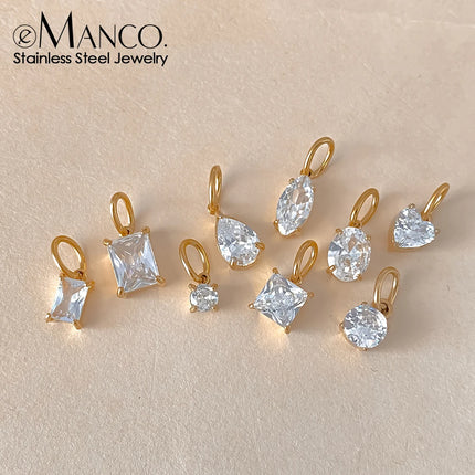 eManco Stainless Steel Geometry Pendants Charms Zircon For DIY Jewelry Necklace Making Bracelet Findings Crafts Earrings